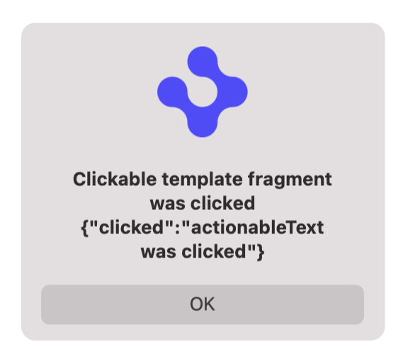 Clickable template fragment was clicked